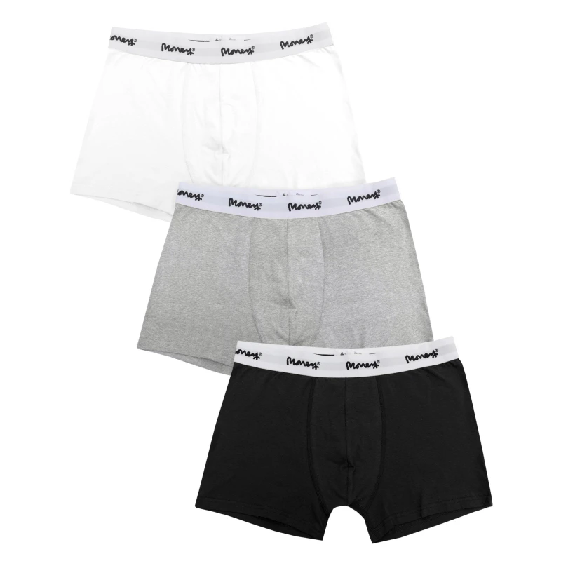 Image of Money Classic Repeat 3Pk Trunks - Grey Grey S