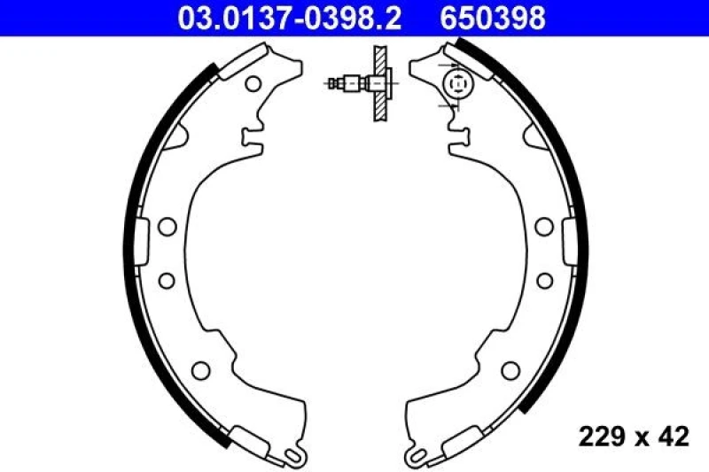 Image of ATE 03.0137-0398.2 Brake Shoes with lever Brake Shoe Set (70)