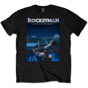 image of Elton John - Rocketman Starry Night Unisex Large T-Shirt - Black