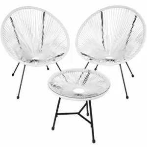 image of Tectake Set Of 2 Santana Chairs With Table White