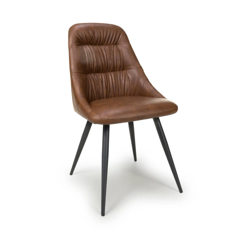 Image of 2 X Corinth Leather Effect Tan Dining Chairs, Orange 133-14-19-21-01