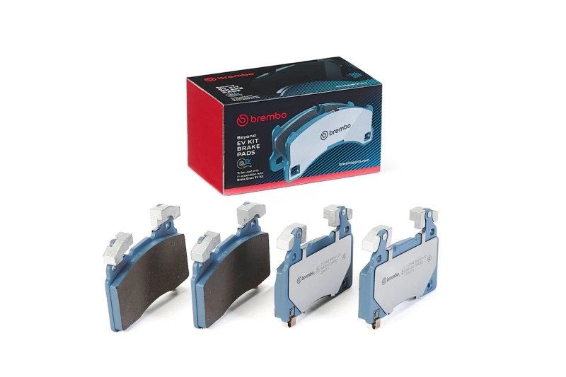 Image of BREMBO P 10 064E Brake pad set BEYOND LINE - EV with acoustic wear warning, with counterweights, with anti-squeak plate Brake Pad Set,disc brake (402