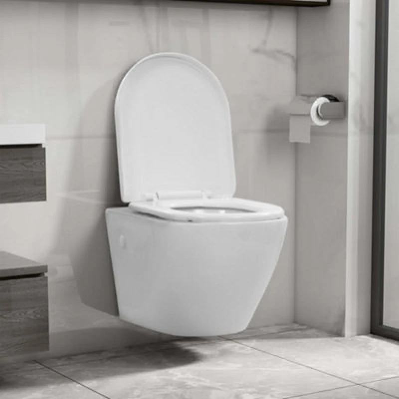 Image of Vidaxl Wall Hung Rimless Toilet Ceramic White
