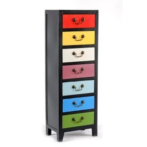 Rainbow Tall Cabinet with 7 Drawers 38 x 26 x 110cm