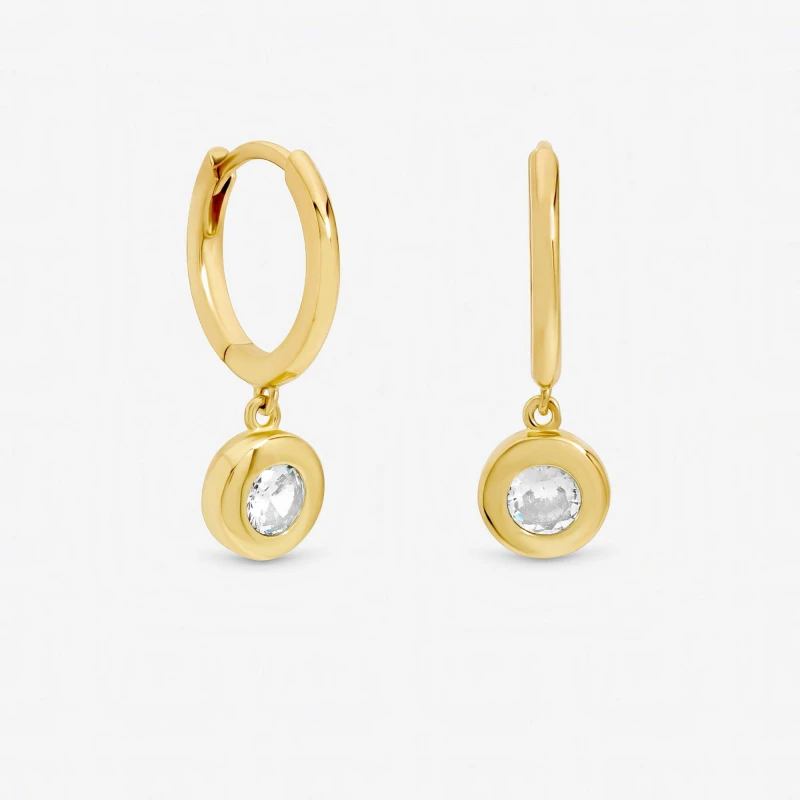 Image of Jon Richard Gold Plated Cubic Zirconia Bezel Huggie Earrings Huggie Earrings One Size Gold 71641310000