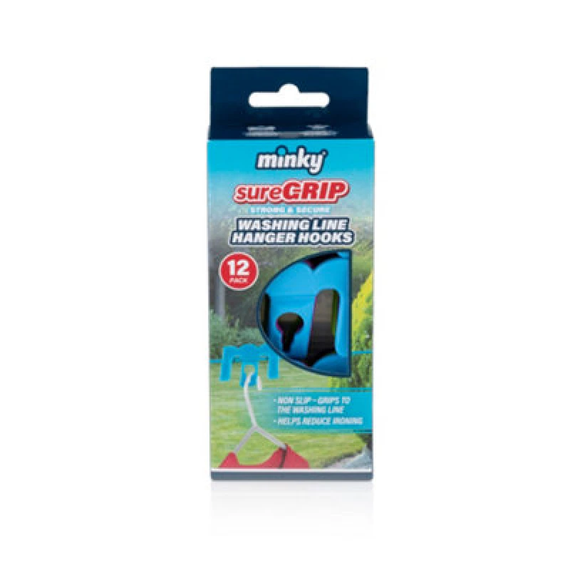 Image of Minky Pack of 12 Suregrip Washing Line Hangers White