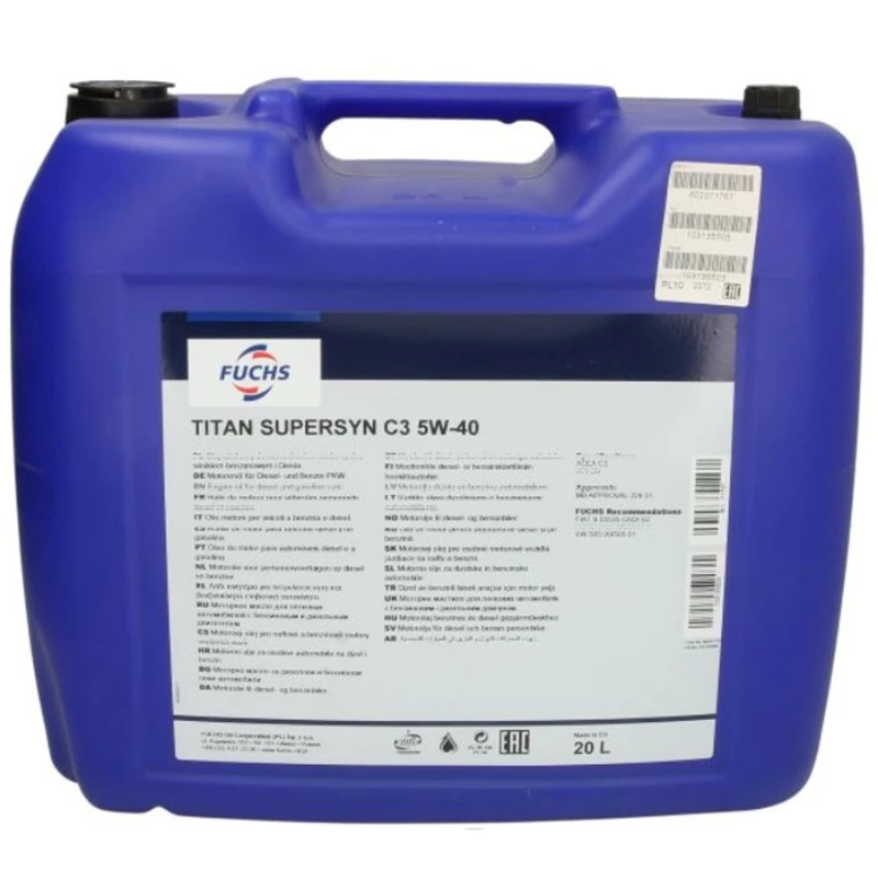Image of FUCHS 602177919 Engine oil Capacity: 20l, 5W-40 Engine Oil (1862)