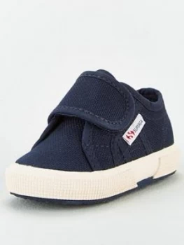 image of SUPERGA 2750 Baby Strap Classic Plimsoll Pump, Navy, Size 2 Younger