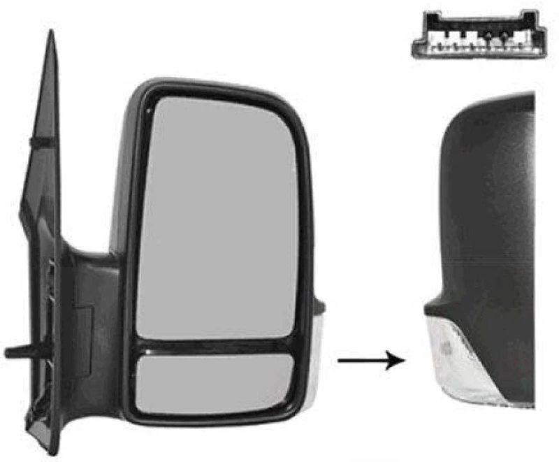 Image of VAN WEZEL 5862802 Wing mirror * HAGUS * Right, black, Short mirror arm, Rough Outside Mirror (50)