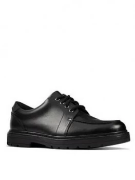 Image of Clarks Youth Loxham Pace Lace Up School Shoe - Black Leather, Size 9 Older