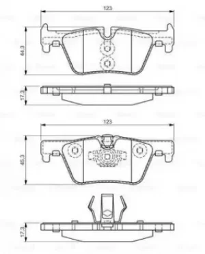 Image of Bosch 0986494554 BP1475 Brake Pad Set Disc Brake Rear Axle