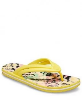 Image of Crocs Crocband Tie Dye Mania Flip Flop - Yellow, Size 7, Women