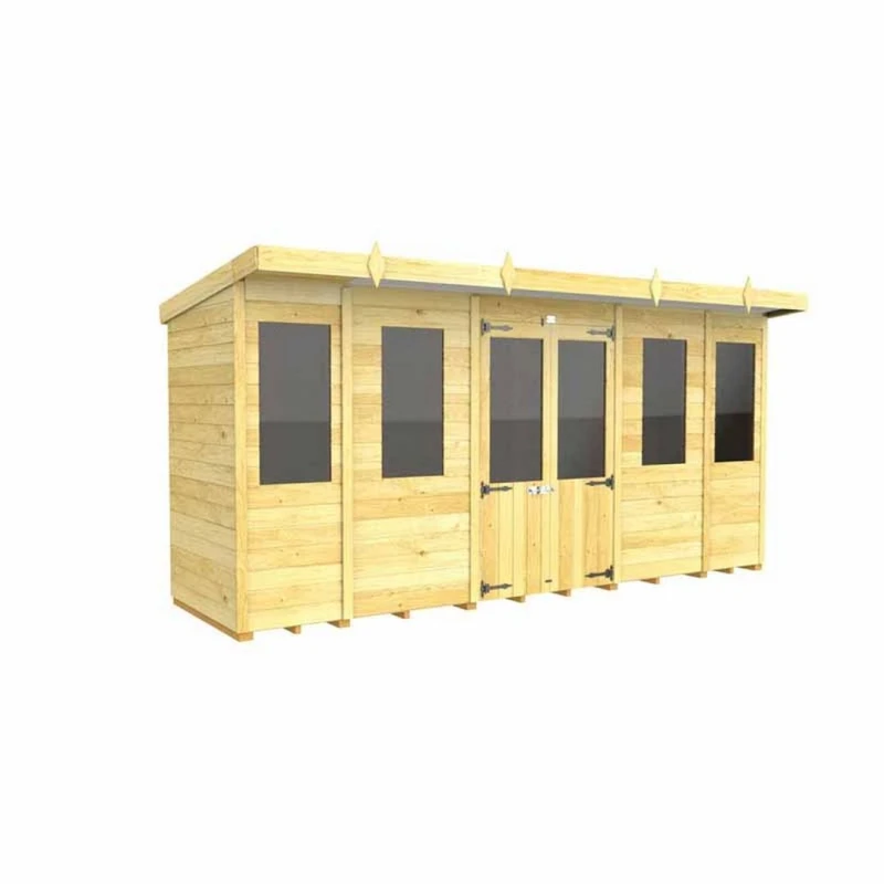 Image of Buttercup Farm 14ft x 4ft Pent Summer House - Wood - L118 x W417 x H201cm in Brown Brown Unisex