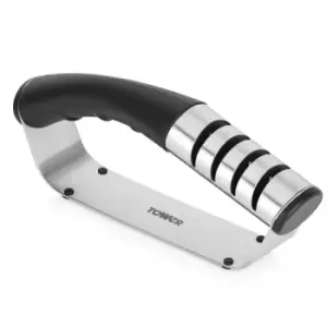 image of Tower 4-Stage Knife Sharpener Black Stainless Steel