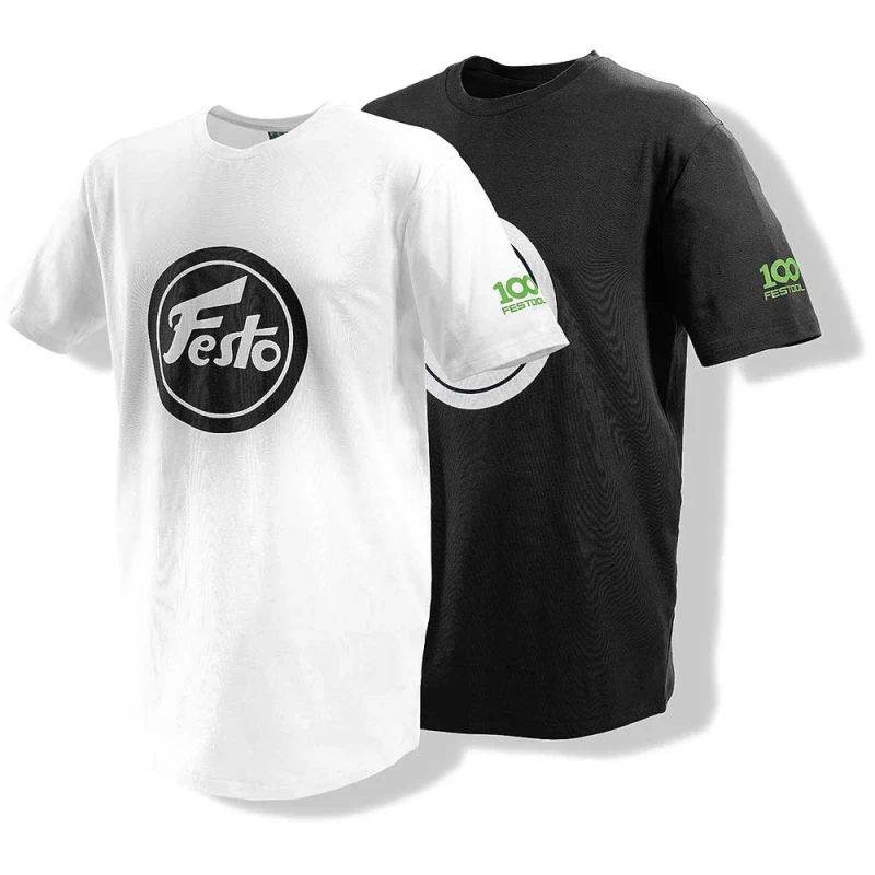 Image of Festool 100 Years T Shirt Twin Pack 578395 Colour: Black / White