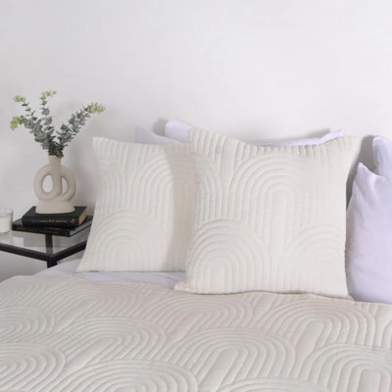 Image of OHS OHS 2 Pack Arches Pinsonic Cushion Covers in Cream Size: 45cm x 45cm Cream 45cm x 45cm Unisex 5027434180219