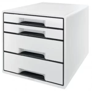 image of Leitz CUBE WOW 4 drawer unit 2 big and 2 small. A4 Maxi Whiteblack