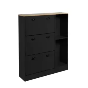 image of Lloyd Pascal Linwood Shoe Cabinet - Black & Oak