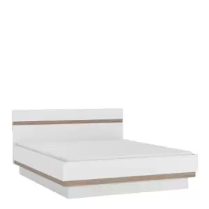 image of Chelsea 166Cm Wide King Size Bed Frame In White With Oak Effect Trim