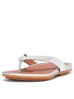 Image of FitFlop Gracie Leather Flip-flops, Silver, Size 3, Women