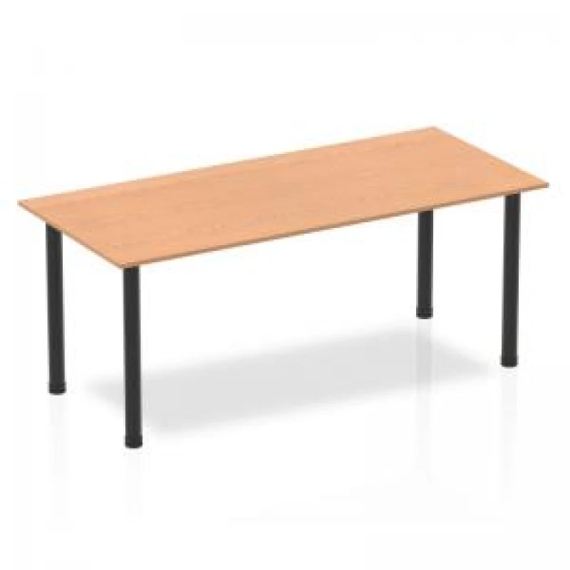 Image of Dynamic Impulse 1800mm Straight Table Oak Top Black Post Leg...