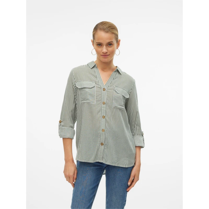 Image of Veromoda Laurel Wreath / Green Bumpy L/S Shirt Green Female M 219606UK