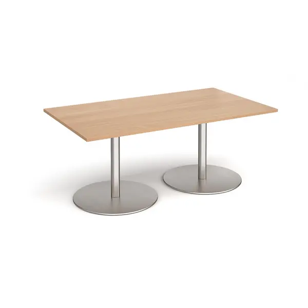 image of Eternal Rectangular Office Boardroom Table - Beech - Brushed Steel Base - W1800mm