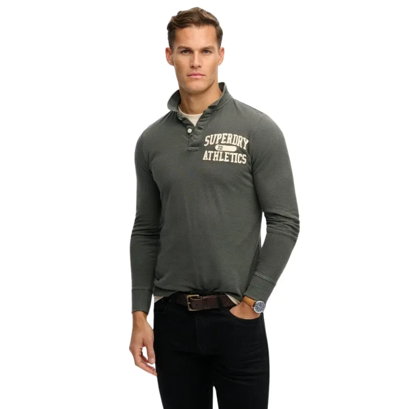 Image of Superdry Long sleeve polo shirt Superdry Vintage Athletic Gris Male M