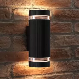 image of Auraglow Indoor/Outdoor Double up & Down Wall Light - Black - Warm White LED Bulbs Included