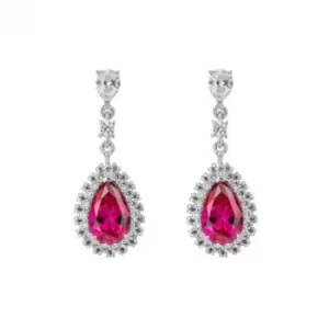 image of Red Zirconia Teardrop Pave Surround Earrings E6193