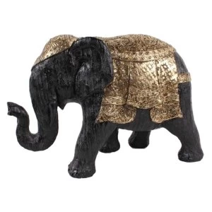Image of Brushed Black and Gold Medium Thai Elephant Figurine