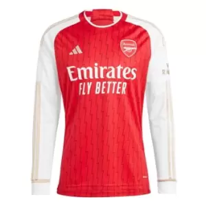 Image of adidas Arsenal Long Sleeve Home Shirt 2023 2024 Adults - Red