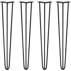 image of 4 x Hairpin Leg - 28 - Black - 3 Prong - 10m - Black