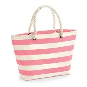 image of Westford Mill Nautical Beach Bag (one Size, Natural/Pink)