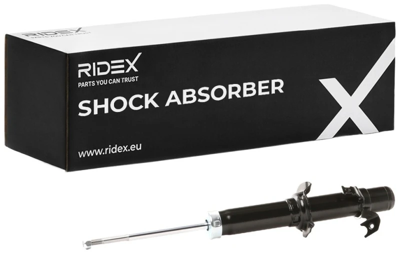 Image of RIDEX 854S0739 Shock absorber Front Axle Left, Gas Pressure, Twin-Tube, Spring-bearing Damper, Top pin Shock Absorber (854)