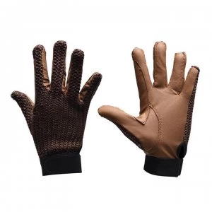 Image of Just Togs Togs Crochet Equesgrian Gloves Womens - Brown/Tan