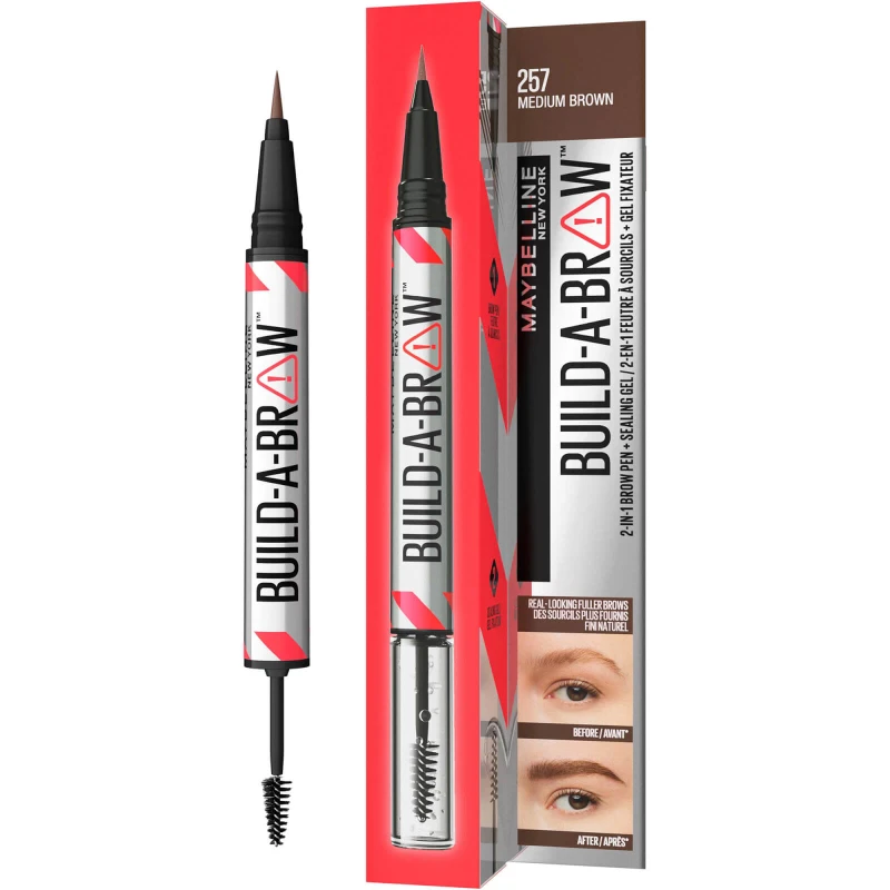 Image of Maybelline Build-A-Brow 2 Easy Steps Eye Brow Pencil and Gel (Various Shades) - Medium Brown