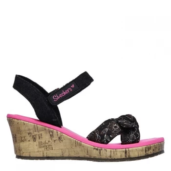 image of Skechers Tik Ban Cut Junior Girls Wedge Sandals - Black