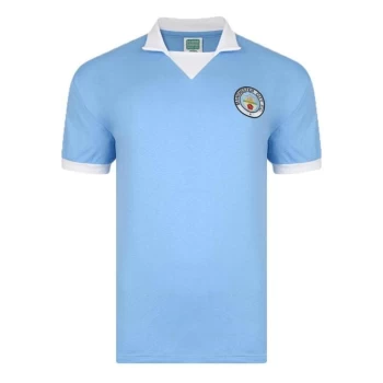 image of Score Draw Manchester City 1976 Retro Football Jersey Mens - Blue