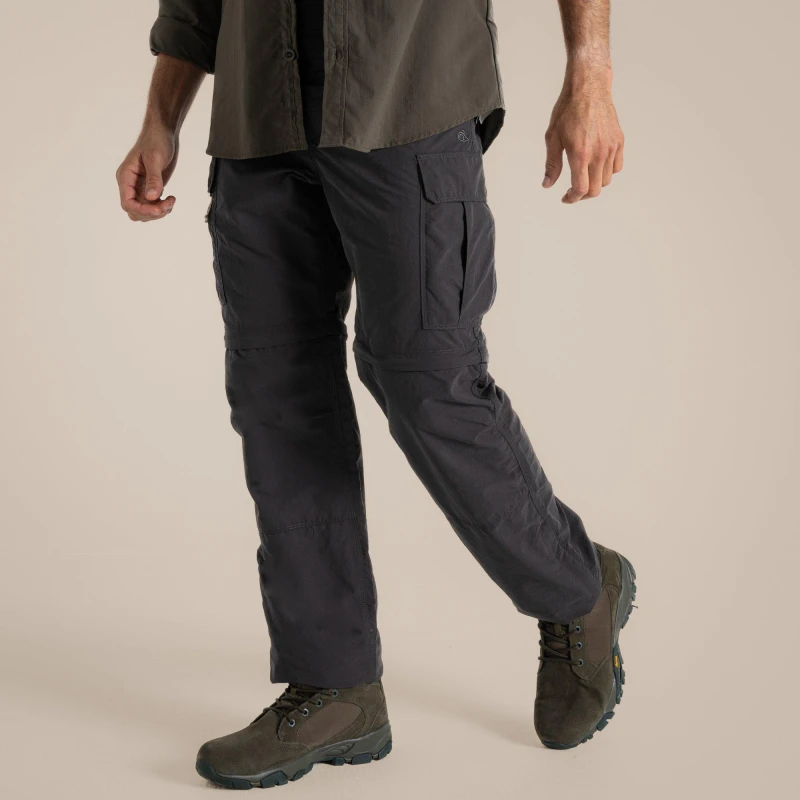 Image of Craghoppers Craghoppers Men NosiLife Pro Insect-Repellent Odour Elimination Zip-Off Cargo Trouser in Dark Grey Size: 34R Dark Grey 34R Male 50632600