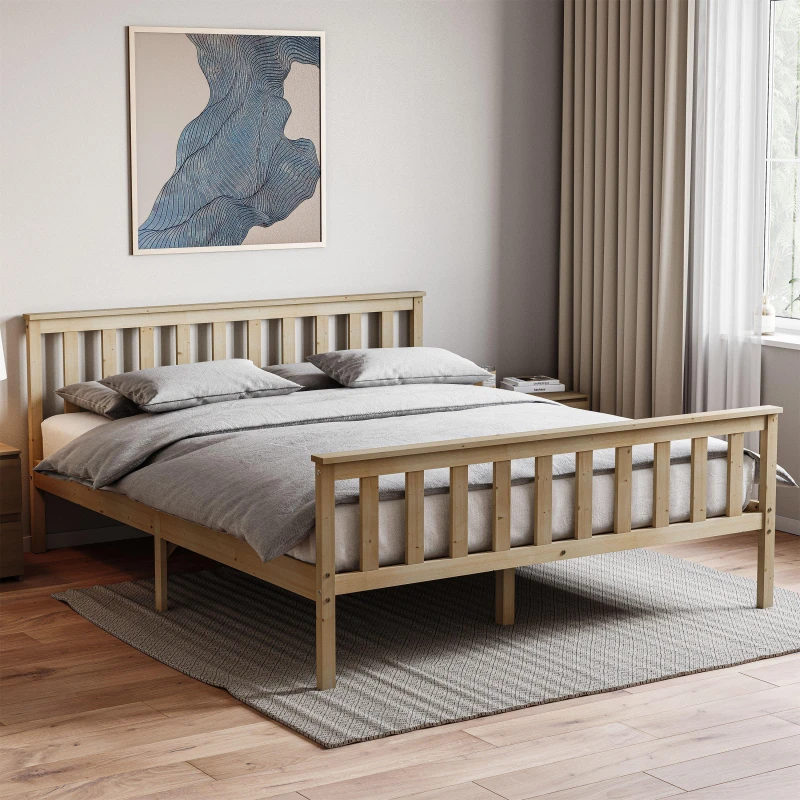 Image of Lassic Vida Designs Milan King Size Wooden Bed, High Foot Pine unisex King Size