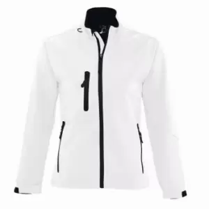 Image of SOLS Womens/Ladies Roxy Soft Shell Jacket (Breathable, Windproof And Water Resistant) (XL) (White)