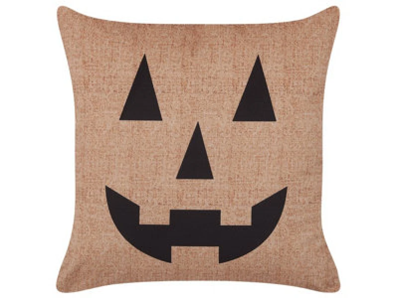 Image of Beliani Throw Cushion Sebes Velvet 45 X 45cm Beige Abstract Pattern