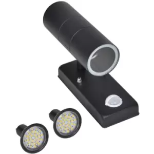 Image of Led Wall Lamp Stainless Steel Cylinder Shape Black with Sensor Vidaxl Black