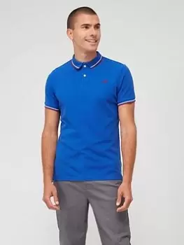 Image of Superdry Vintage Tipped Polo Shirt - Blue/Red, Blue/Red, Size L, Men