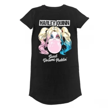 Image of Batman - Harley Quinn Sweet Dreams Puddin Womens Large T-Shirt Dress - Black
