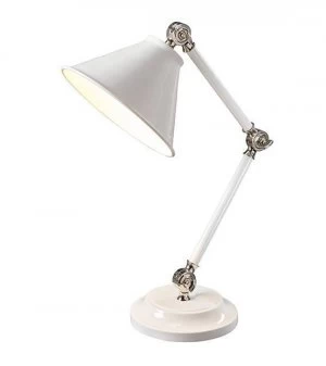 image of 1 Light Table Lamp White, Polished Nickel, E27