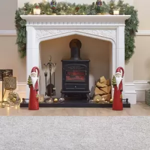 Image of The Winter Workshop - 51Cm Round Red Santa Holding LED Green Tree