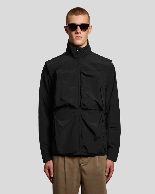 Image of Lyle & Scott Mens Lightweight Ripstop Gilet in Black