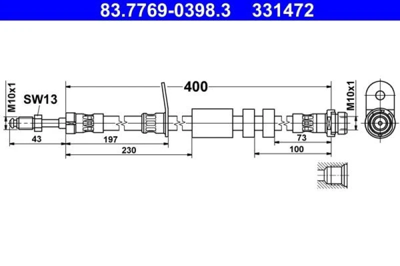 Image of Brake hose ATE 83.7769-0398.3